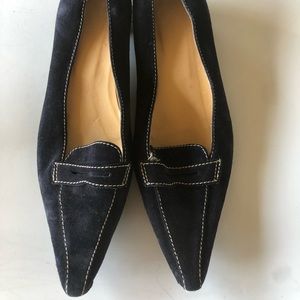 J. Crew Navy Suede Leather Heel shoes. Size 8